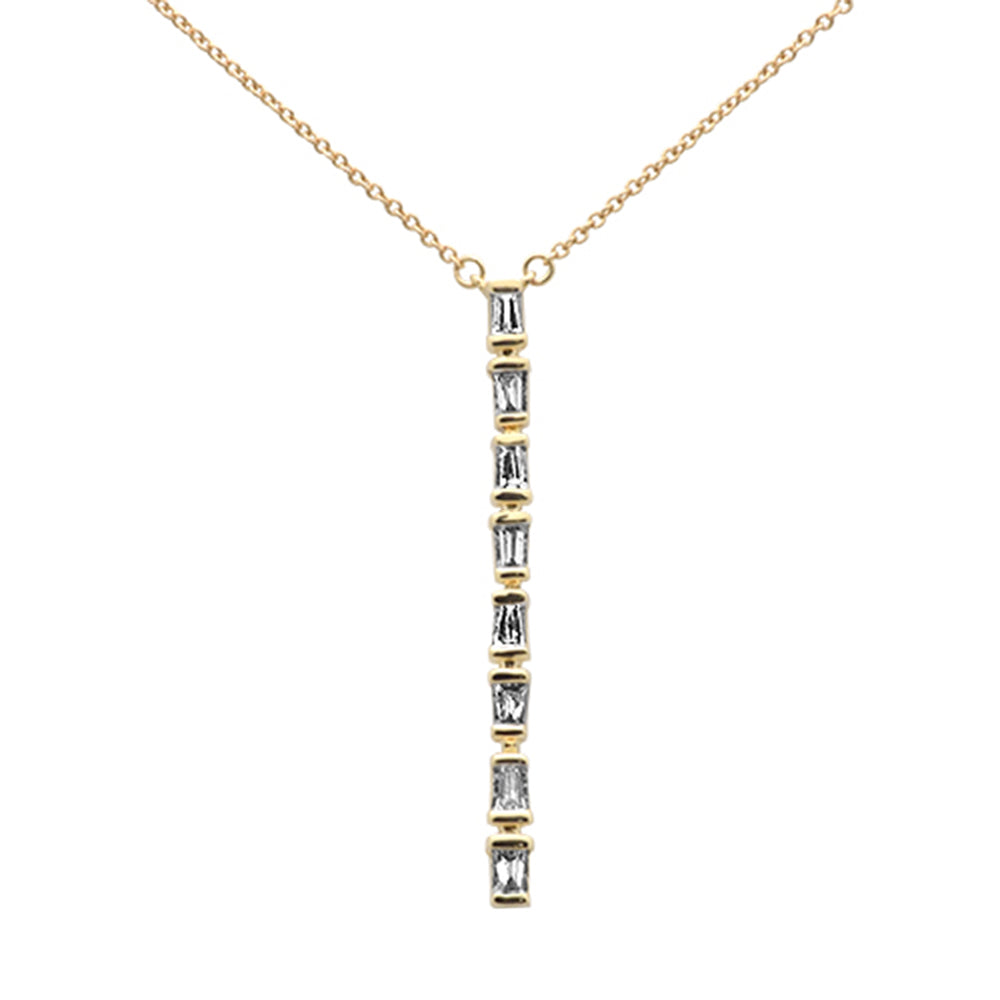 ''SPECIAL!.28ct G SI 14K Yellow Gold Baguette Diamond Drop Line PENDANT Necklace 18'''' Long''