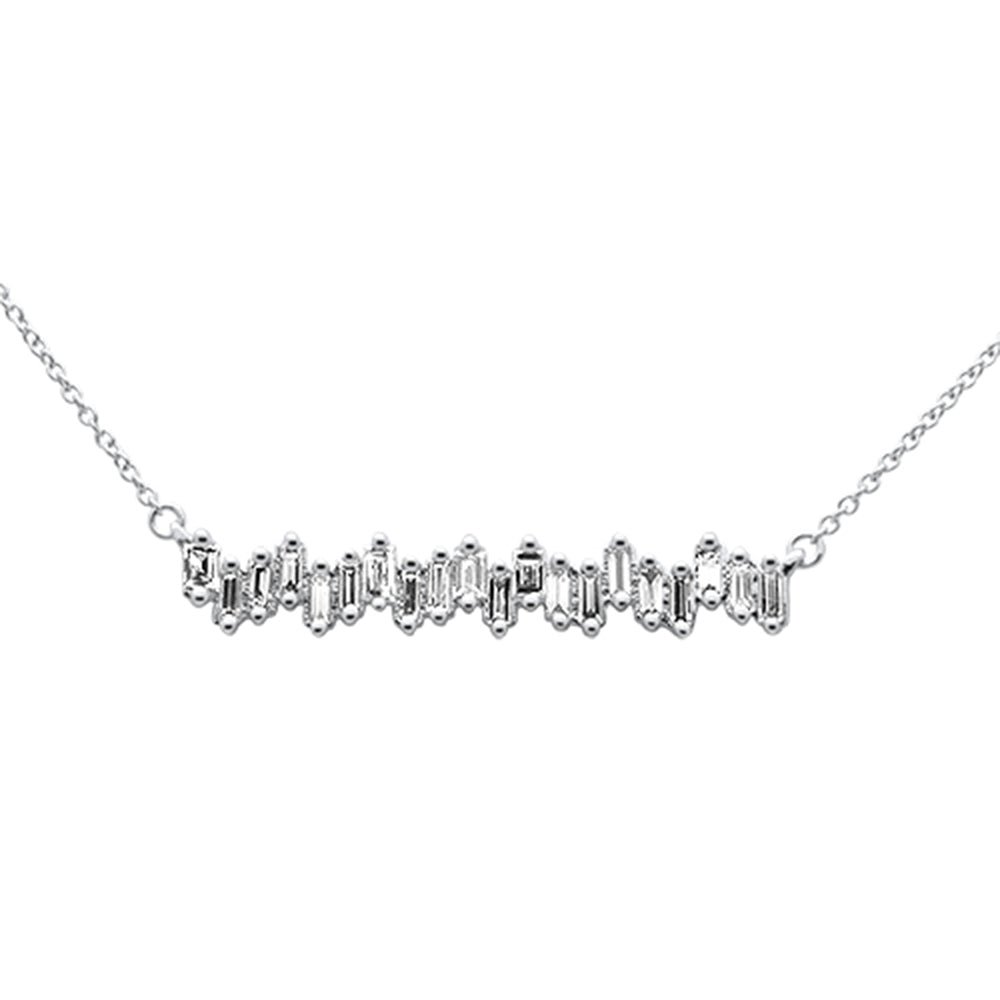 ''SPECIAL!.47ct G SI 14K White Gold Baguette DIAMOND Pendant Necklace 18'''' Long''