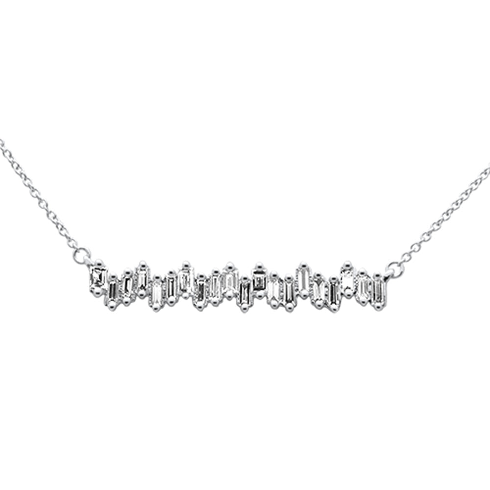 ''SPECIAL!.47ct G SI 14K White Gold Baguette Diamond PENDANT Necklace 18'''' Long''