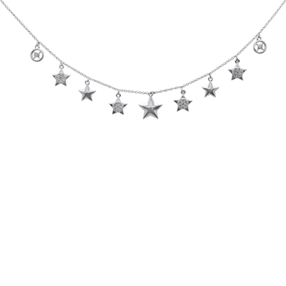 ''SPECIAL!.29ct G SI 14K White GOLD Diamond Stars Pendant Necklace 16+2'''' Ext.''