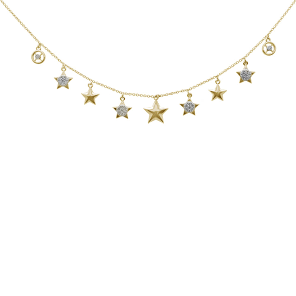 ''SPECIAL! .28ct G SI 14K Yellow Gold Diamond Stars Pendant NECKLACE 16+2'''' Ext.''