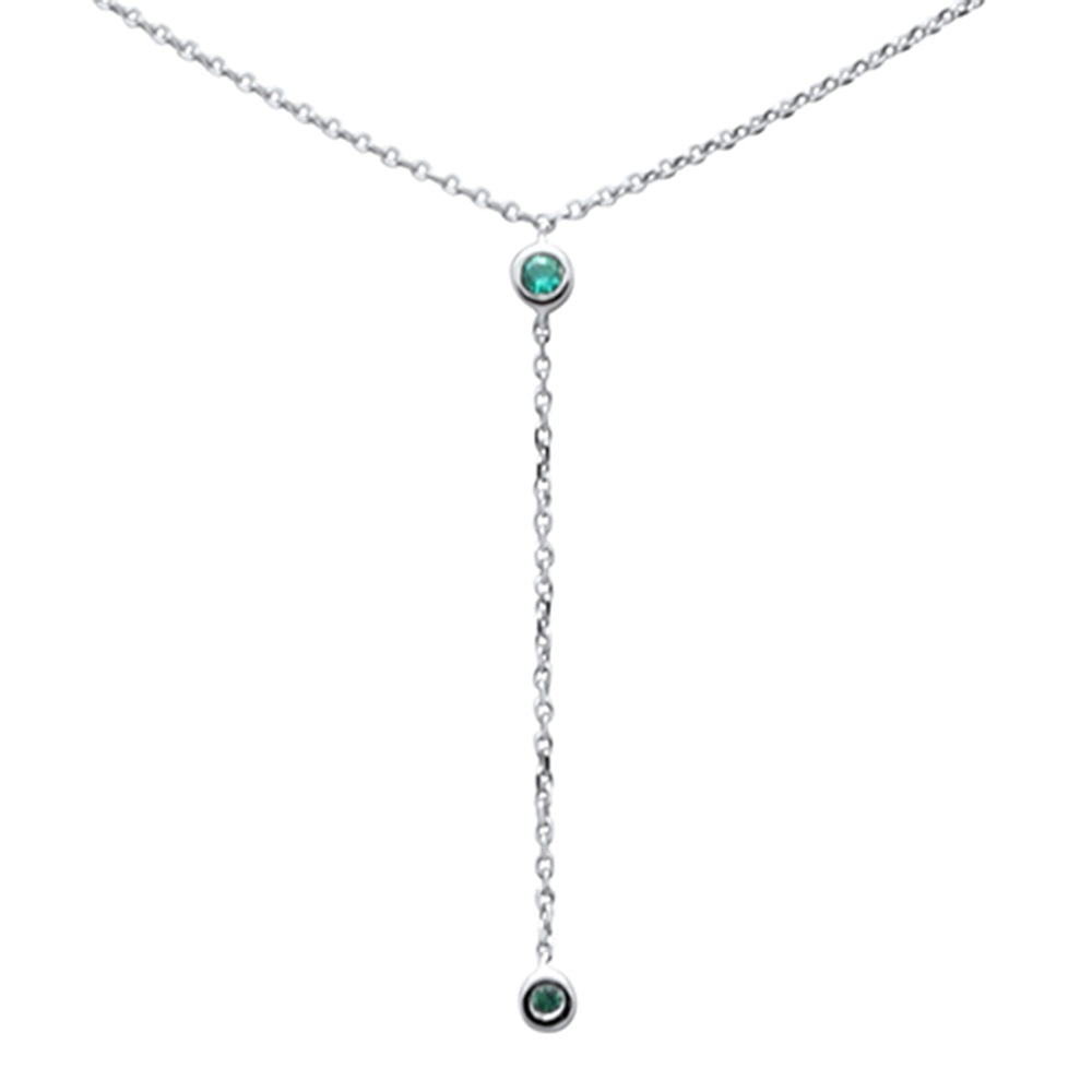 ''.05ct G SI 14K White Gold Emerald Gemstone PENDANT Necklace 16'''' +2'''' EXT''