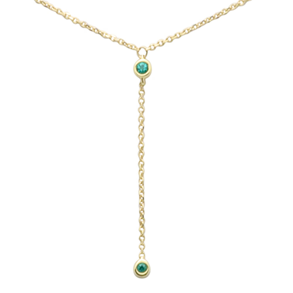 ''.05ct G SI 14K Yellow Gold Emerald Gemstone Drop Pendant NECKLACE 16'''' + 2'''' EXT''