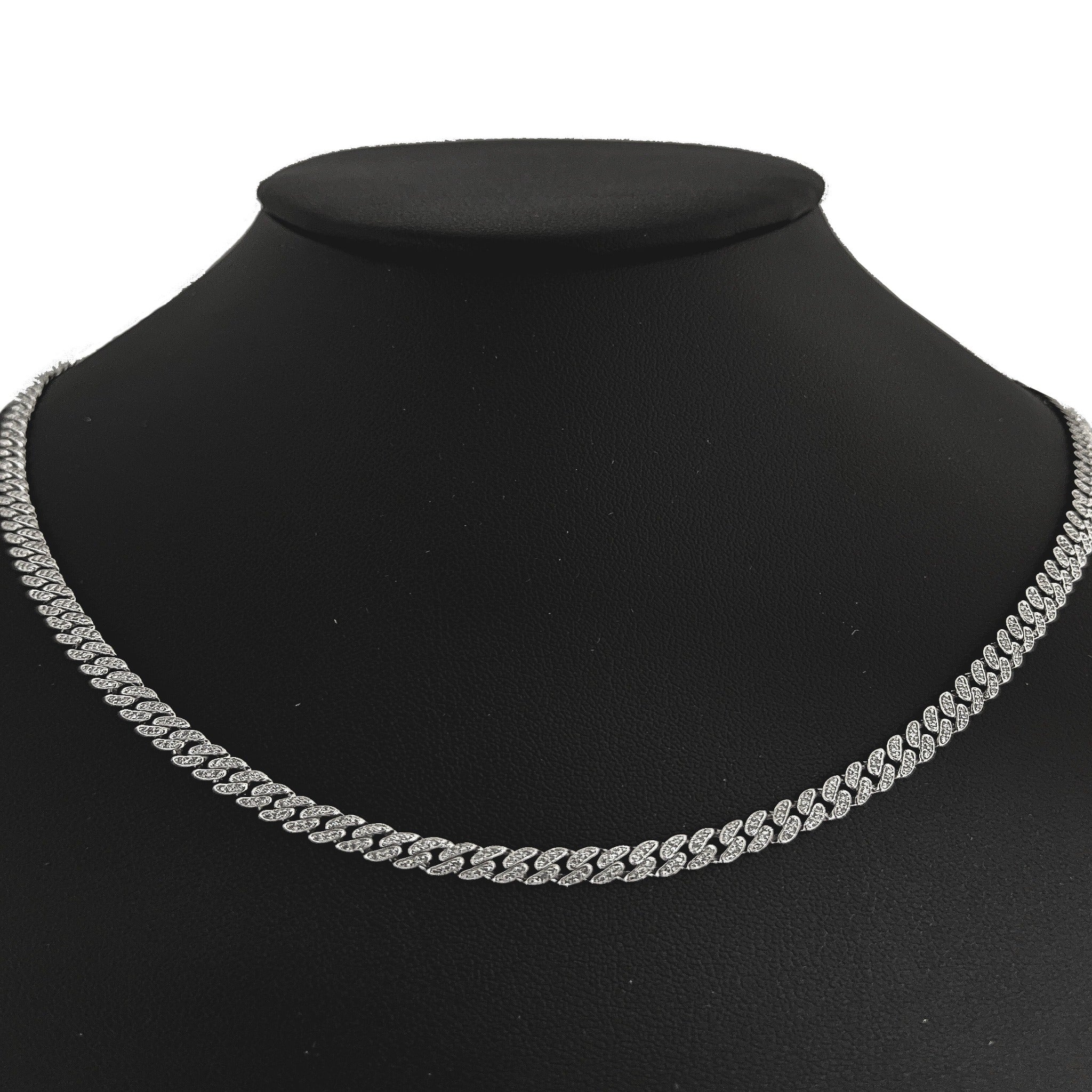 ''SPECIAL! 4mm 1.87ct G SI 14k White GOLD Round Diamond Cuban Necklace 18''''''