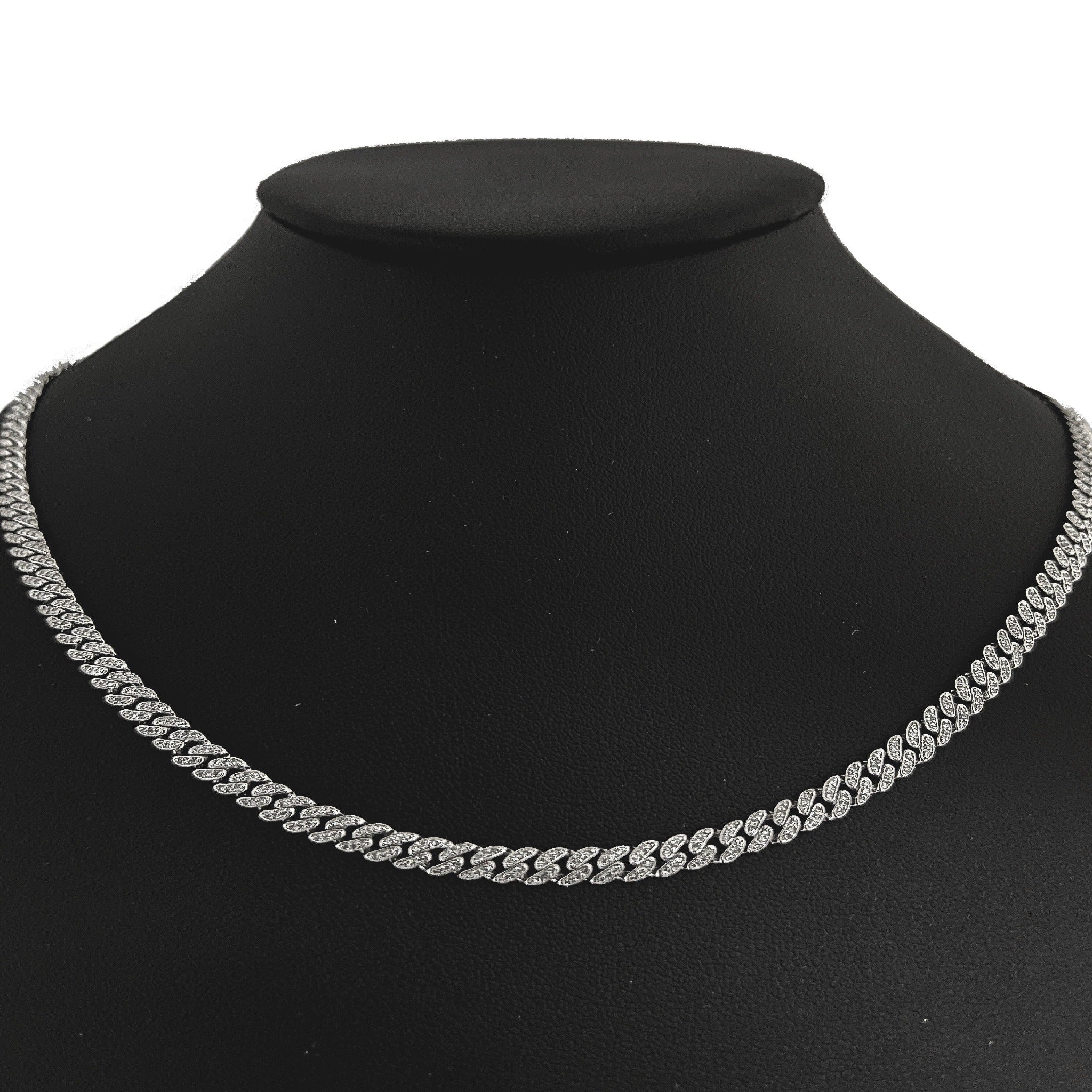 ''SPECIAL! 4mm 1.69ct G SI 14k White Gold Round DIAMOND Cuban Necklace 16''''''