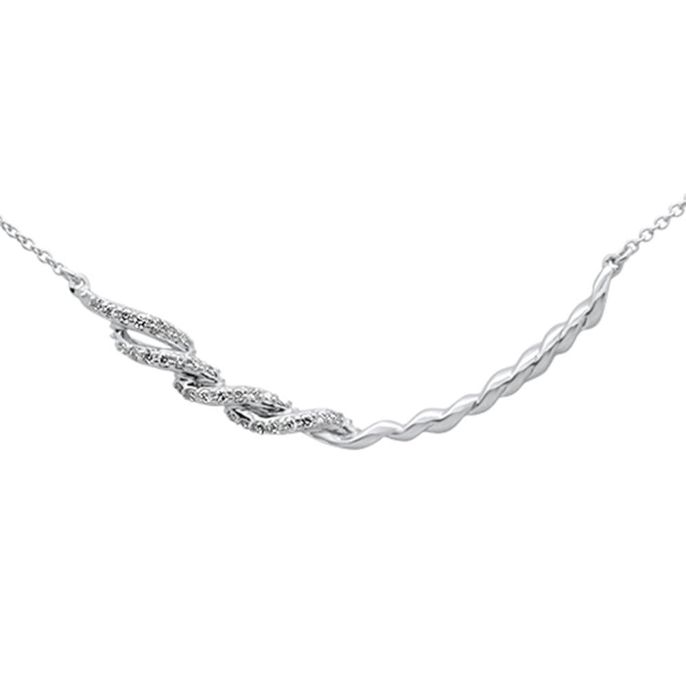 ''SPECIAL!.15ct G SI 14K White GOLD Diamond Curve Bar Pendant Necklace 18'''' Long''