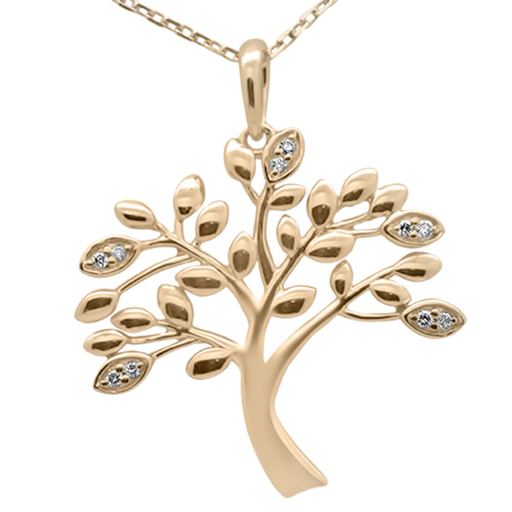 .05ct G SI 14K Yellow GOLD Diamond Olive Tree Pendant