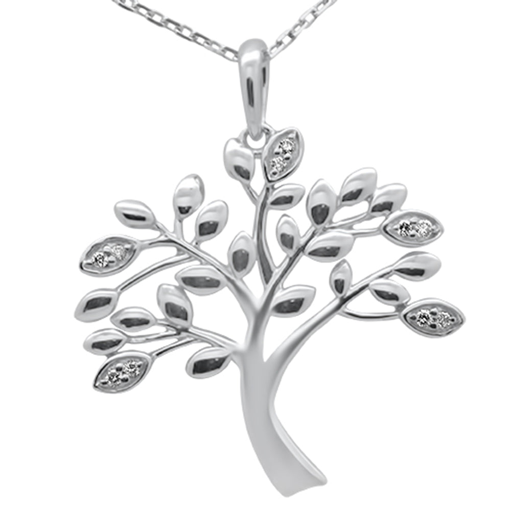 .05ct G SI 14K White Gold Diamond Olive Tree PENDANT