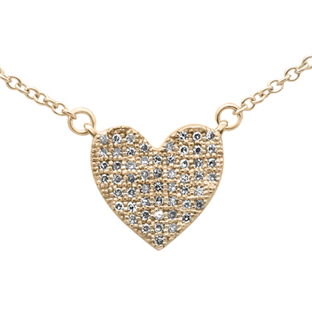 ''SPECIAL! .12ct G SI 14K Yellow Gold Diamond Heart Pendant NECKLACE 18'''' Long''