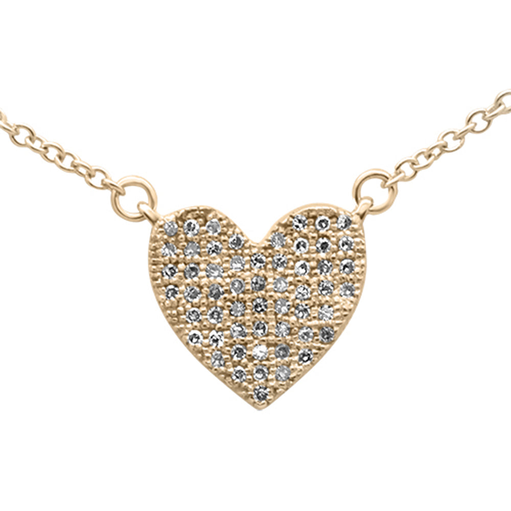 ''SPECIAL! .12ct G SI 14K Yellow GOLD Diamond Heart Pendant Necklace 18'''' Long''