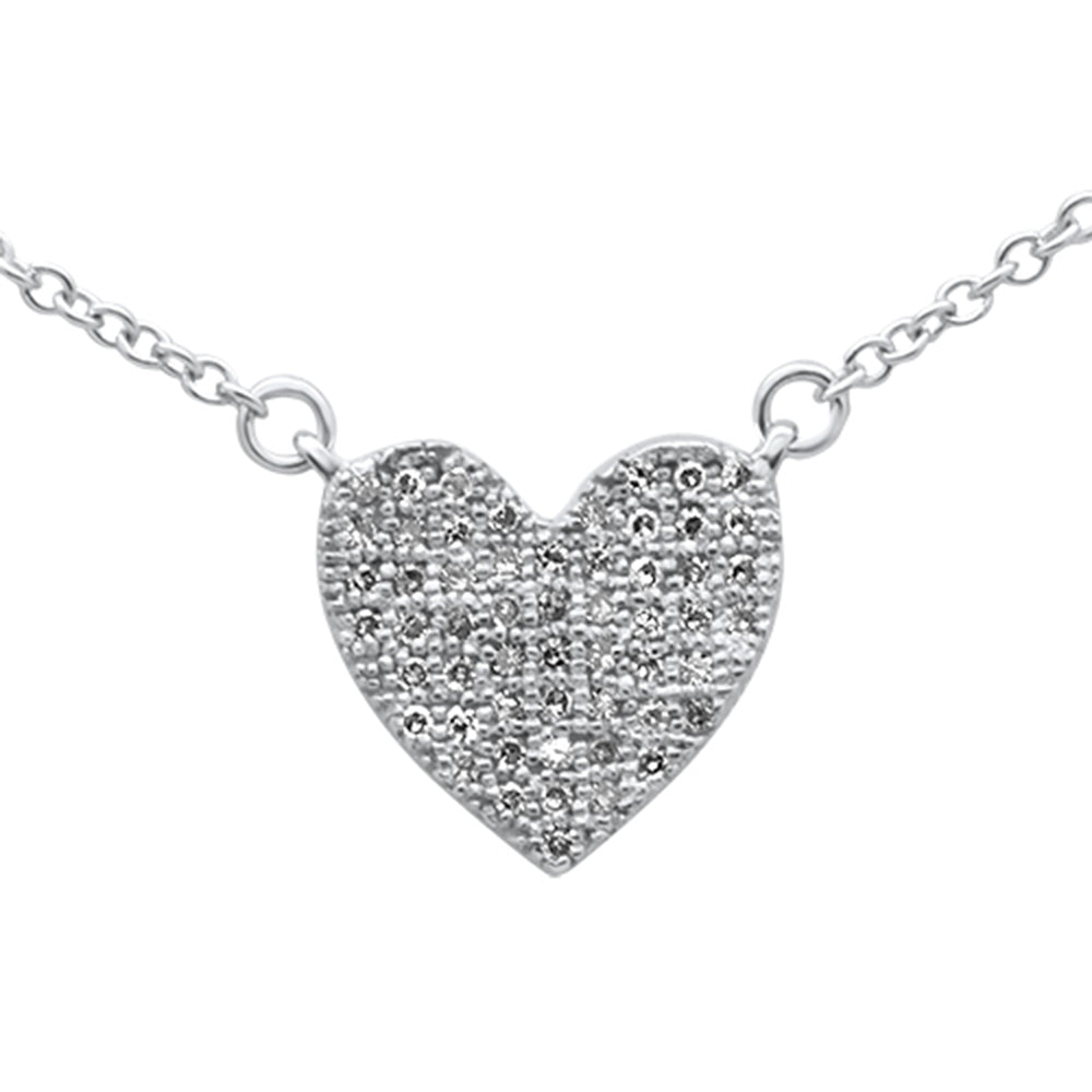 ''SPECIAL! .10ct G SI 14K White Gold Diamond Heart PENDANT Necklace 18'''' Long''