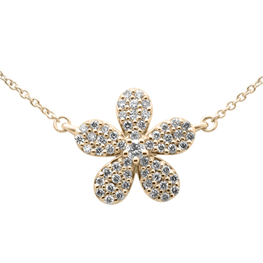 ''SPECIAL! .29ct G SI 14K Yellow Gold Diamond Flower PENDANT Necklace 18'''' Long''