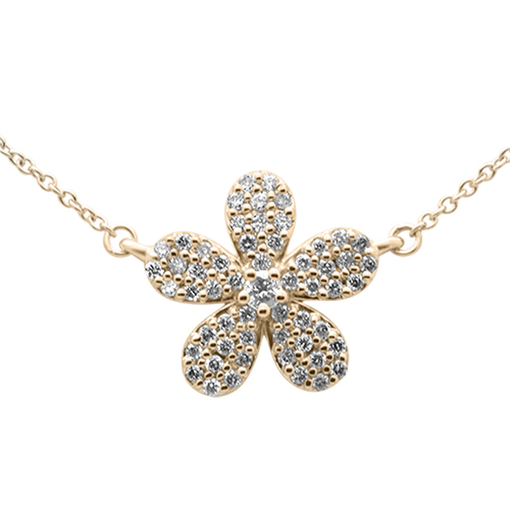 ''SPECIAL! .29ct G SI 14K Yellow GOLD Diamond Flower Pendant Necklace 18'''' Long''