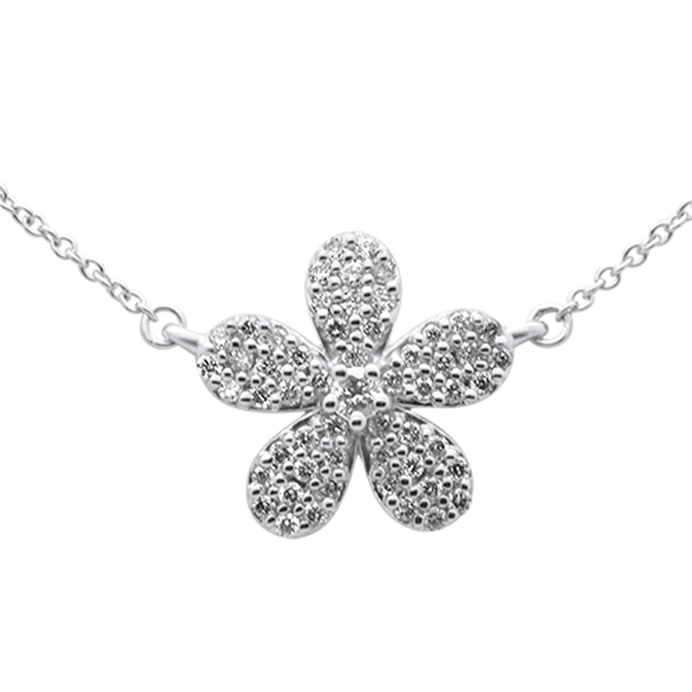 ''SPECIAL! .30ct G SI 14K White GOLD Diamond Flower Pendant Necklace 18'''' Long''