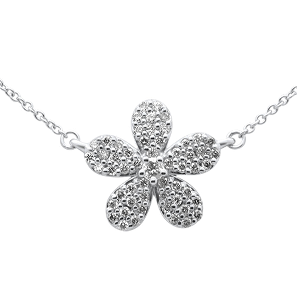 ''SPECIAL! .30ct G SI 14K White Gold DIAMOND Flower Pendant Necklace 18'''' Long''