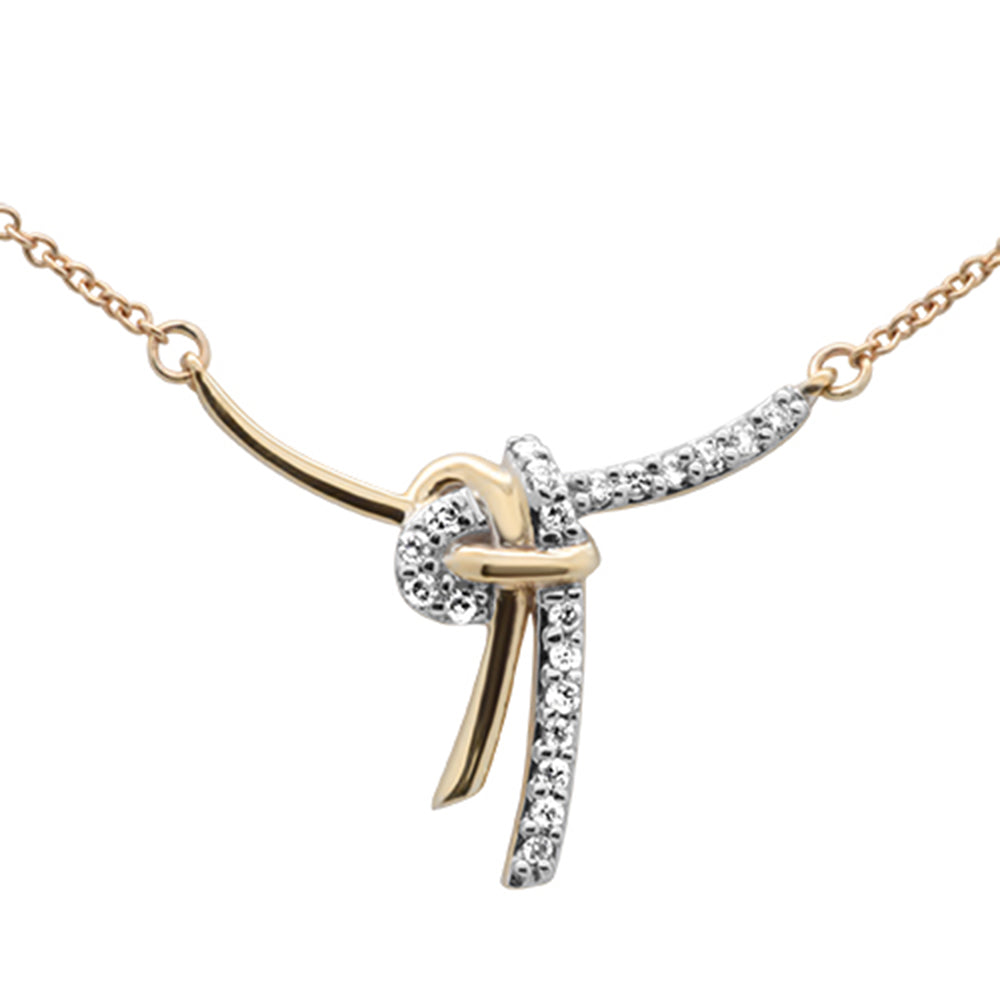 ''.10ct G SI 14K Yellow GOLD Diamond Ribbon Pendant Necklace 18'''' Long''