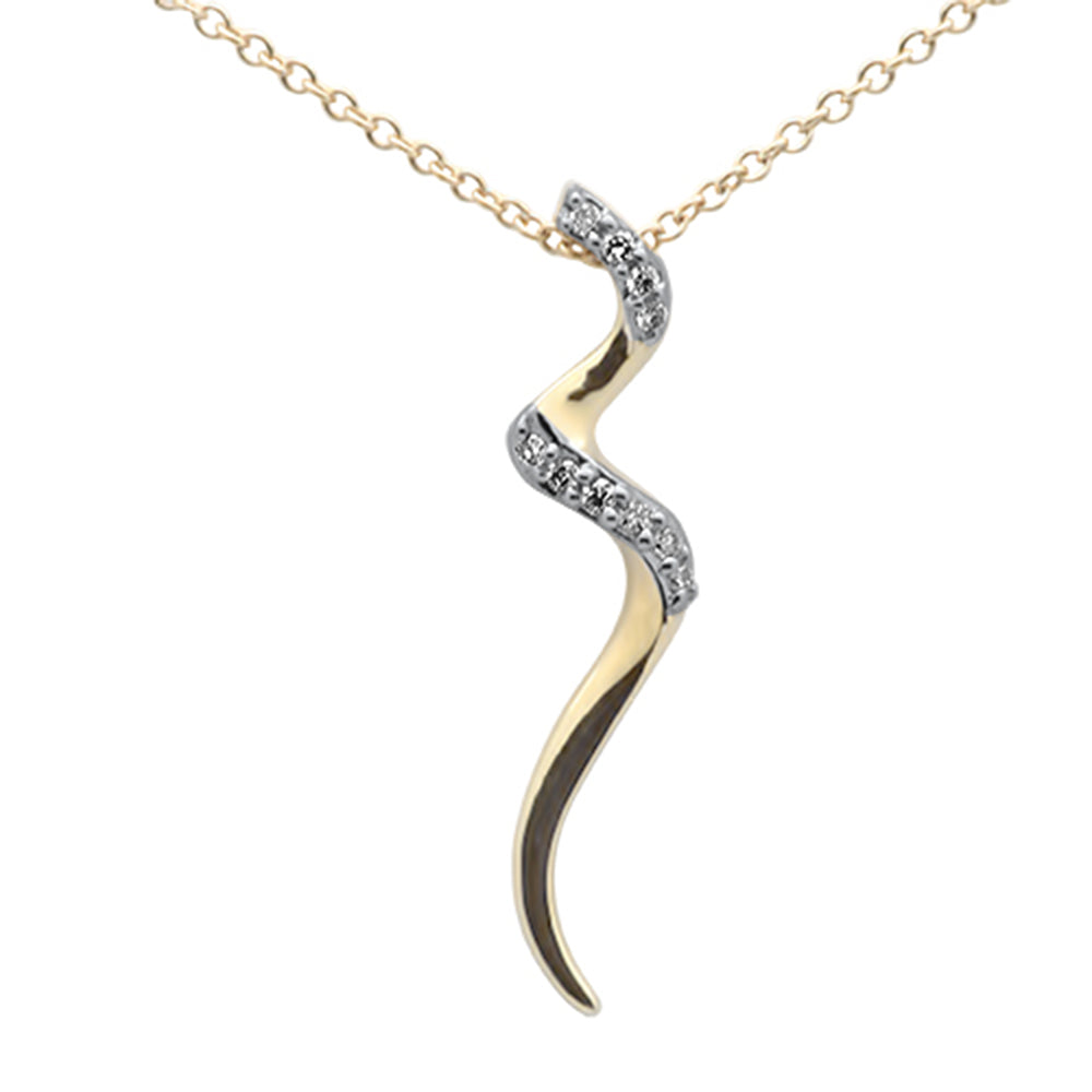 ''SPECIAL! .05ct G SI 14K Yellow Gold Diamond Swirl Snake PENDANT Necklace 18''''''