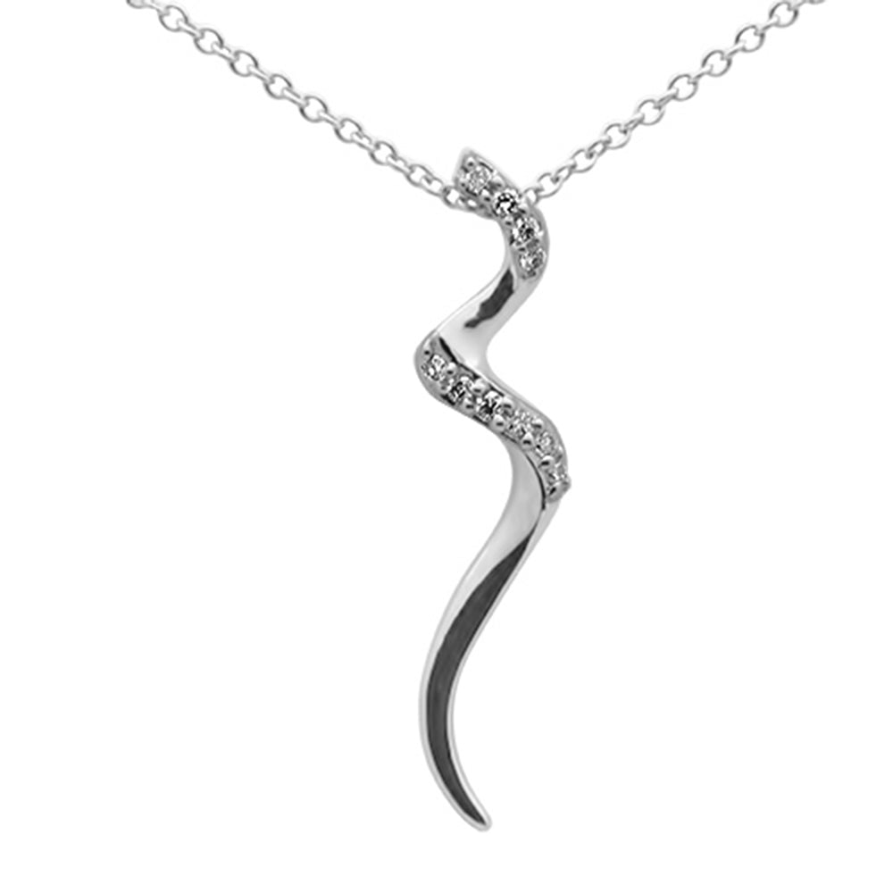 ''SPECIAL! .05ct G SI 14K White Gold Diamond Swirl Snake PENDANT Necklace 18''''''