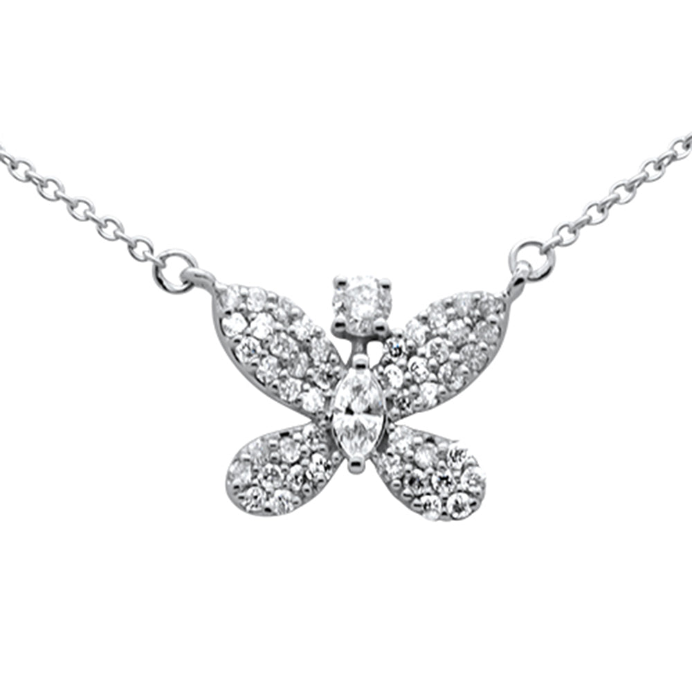 ''SPECIAL! .37ct G SI 14K White Gold DIAMOND Butterfly Pendant Necklace 18'''' Long''