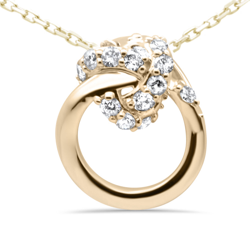 ''SPECIAL! .21ct G SI 14K Yellow GOLD Diamond Knot Style Necklace Pendant 18'''' Long Chain''