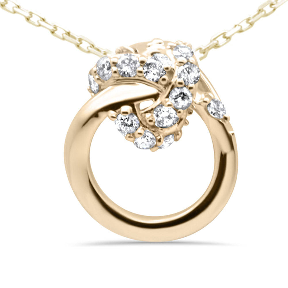 ''SPECIAL! .21ct G SI 14K Yellow Gold Diamond Knot Style Necklace PENDANT 18'''' Long Chain''