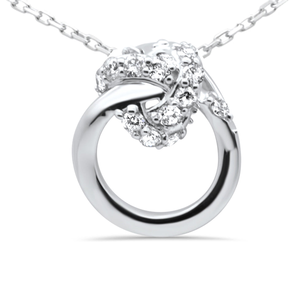 ''SPECIAL! .22ct G SI 14K White GOLD Diamond Knot Style Necklace Pendant 18'''' Long Chain''