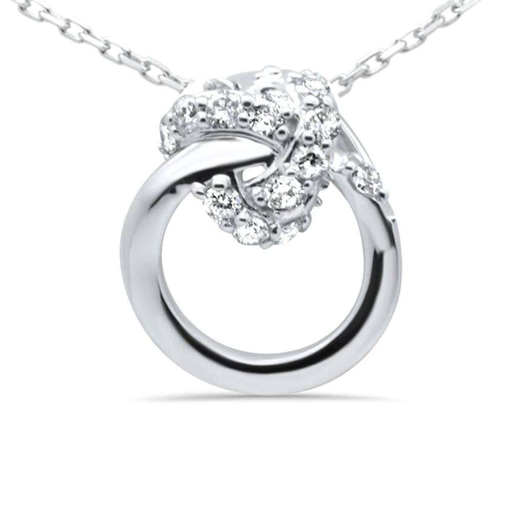 ''SPECIAL! .22ct G SI 14K White Gold Diamond Knot Style Necklace PENDANT 18'''' Long Chain''