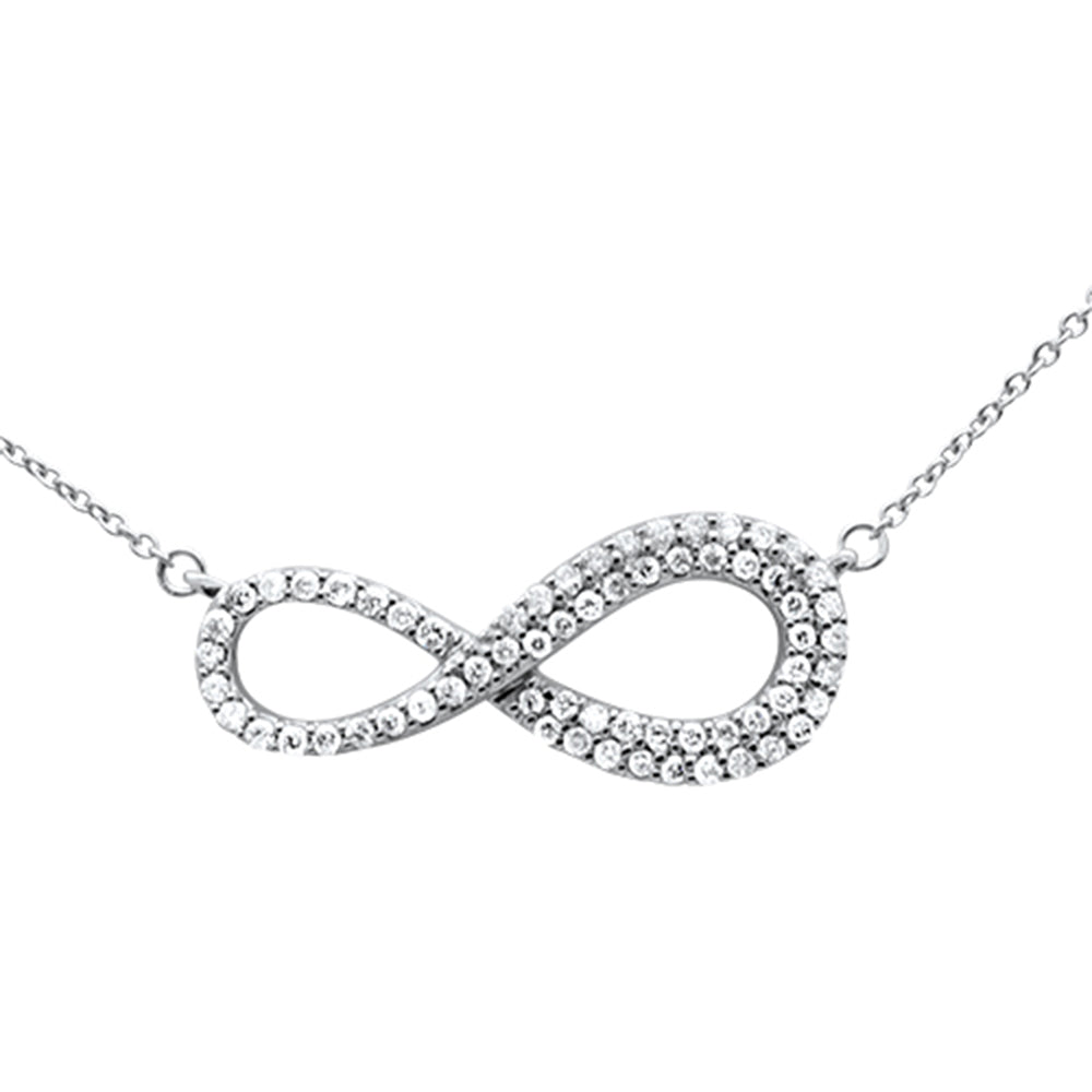 ''SPECIAL! .34ct G SI 14K White Gold Diamond Infinity Style PENDANT Necklace 18'''' Long''