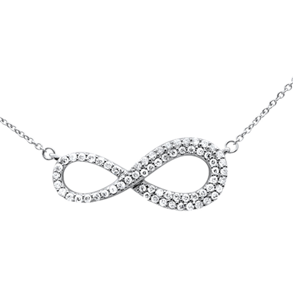 ''SPECIAL! .34ct G SI 14K White GOLD Diamond Infinity Style Pendant Necklace 18'''' Long''