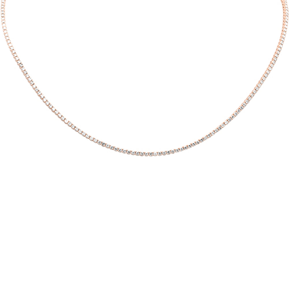 ''SPECIAL! 3.10ct G SI 14K Rose Gold Adjustable Tennis NECKLACE 14''''+2'''' Long''