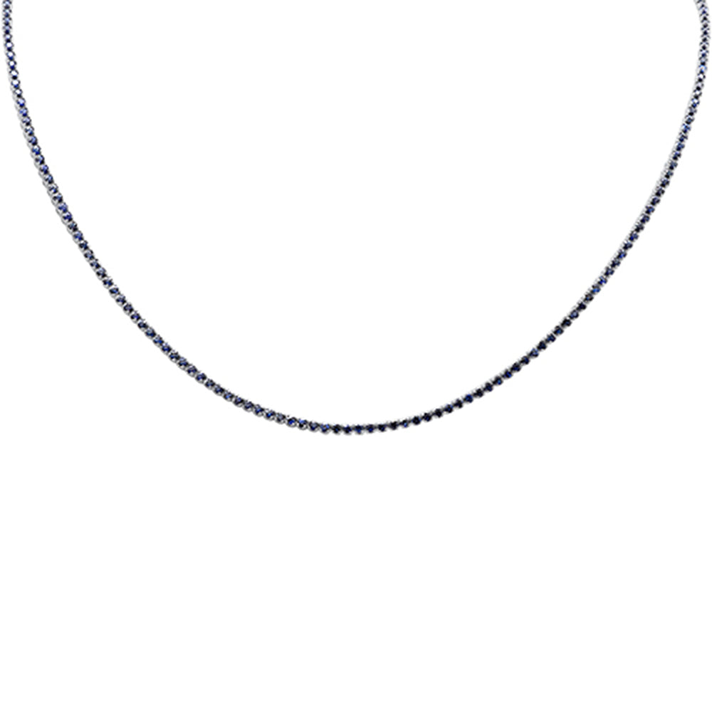 ''SPECIAL! 4.10ct G SI 14K White GOLD Blue Sapphire Gemstones Adjustable Tennis Necklace 16''''+2'''' Lon