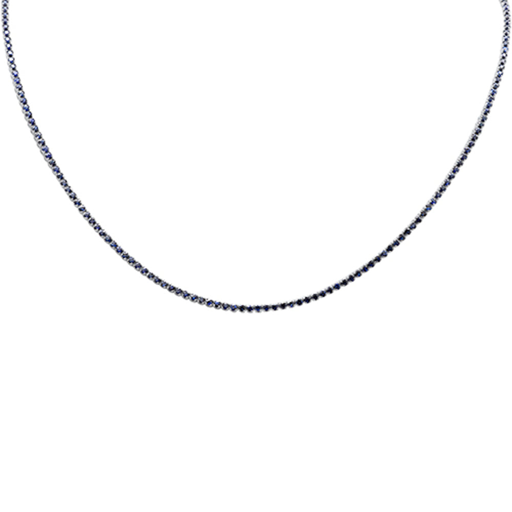 ''SPECIAL! 4.10ct G SI 14K White Gold Blue Sapphire Gemstones Adjustable Tennis NECKLACE 16''''+2'''' Lon