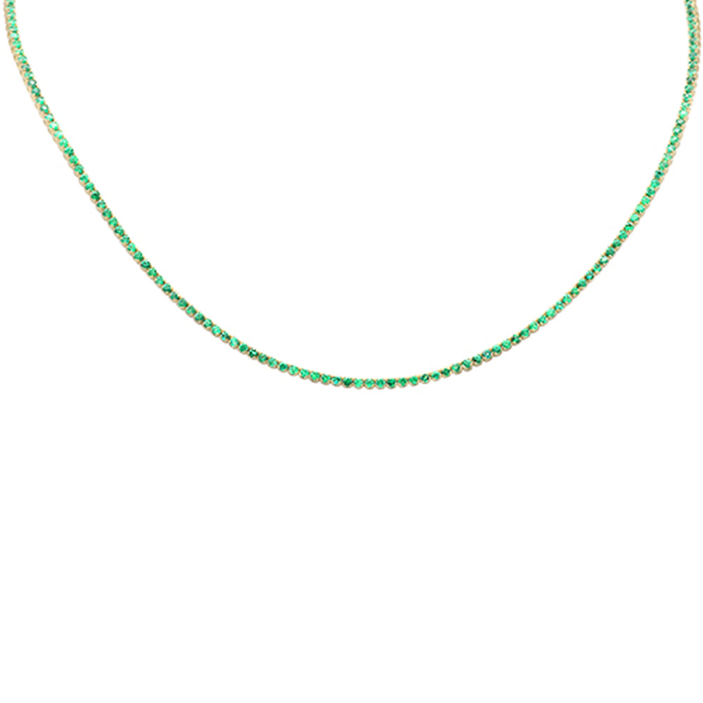 ''SPECIAL! 3.31ct G SI 14K Yellow Gold Emerald Gemstones Adjustable Tennis NECKLACE 16''''+2'''' Long''