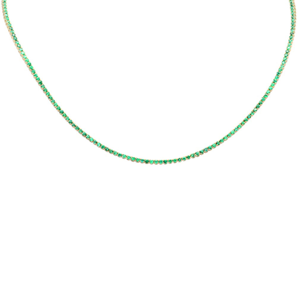 ''SPECIAL! 3.31ct G SI 14K Yellow GOLD Emerald Gemstones Adjustable Tennis Necklace 16''''+2'''' Long''
