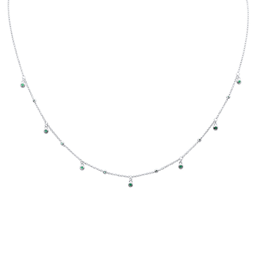 ''.13ct G SI 14K White Gold Emerald Gemstone Dangling PENDANT Necklace 18'''' Long''