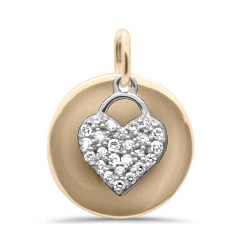 ''SPECIAL! .22ct G SI 14K Two ToneDiamond Round & Heart Shaped PENDANT''