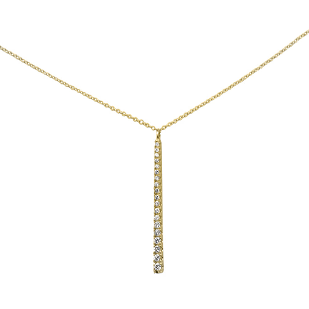''SPECIAL! .25ct G SI 14K Yellow Gold Diamond Line Drop Pendant NECKLACE 16'''' + 2'''' Long''