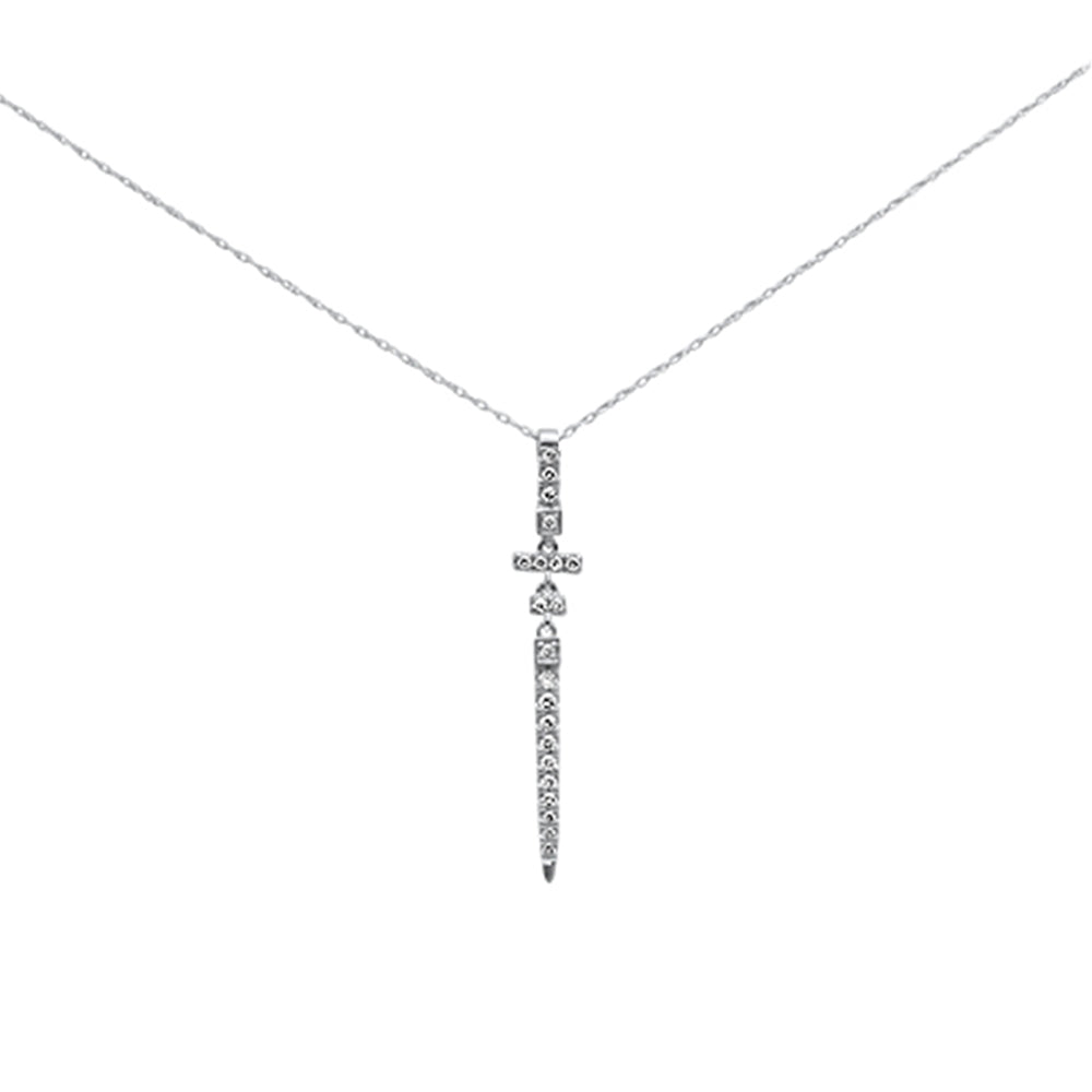 ''.23ct G SI 14K White Gold DIAMOND Drop Pendant Necklace 18'''' Long''