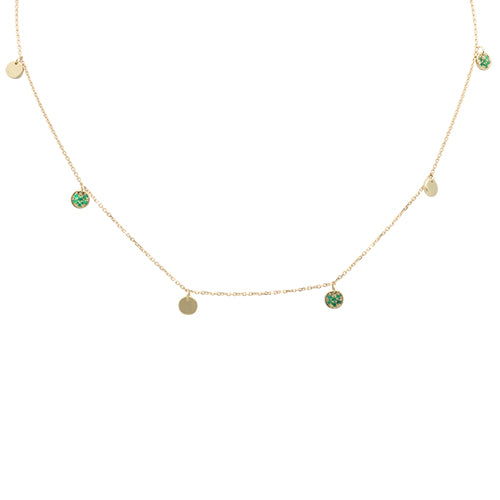 ''SPECIAL! .13ct G SI 14K Yellow Gold Emerald Gemstone Pendant NECKLACE 16+2''''Ext Chain''