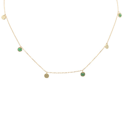 ''SPECIAL! .13ct G SI 14K Yellow Gold Emerald Gemstone PENDANT Necklace 16+2''''Ext Chain''