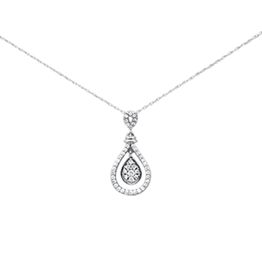 ''SPECIAL!  .26ct G SI 14K White Gold DIAMOND Pear Shaped Pendant Necklace 18'''' Long Chain''