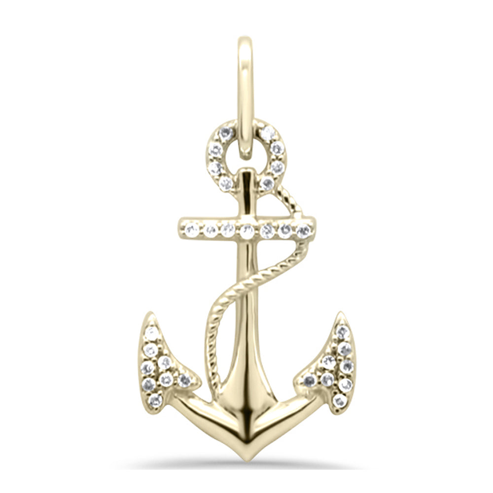 ''SPECIAL! .15ct G SI 14K Yellow Gold Diamond Anchor Pendant NECKLACE No Chain''