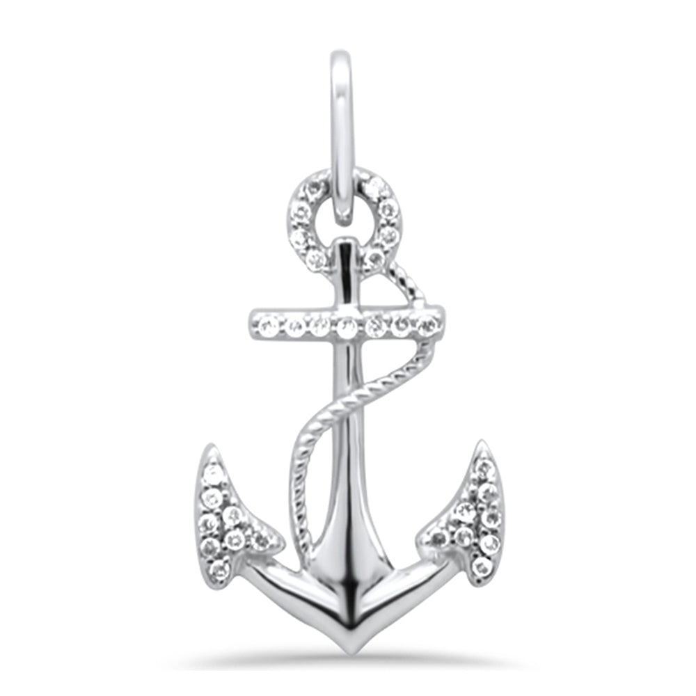 ''SPECIAL! .16ct G SI 14K White Gold DIAMOND Anchor Pendant Necklace No Chain''