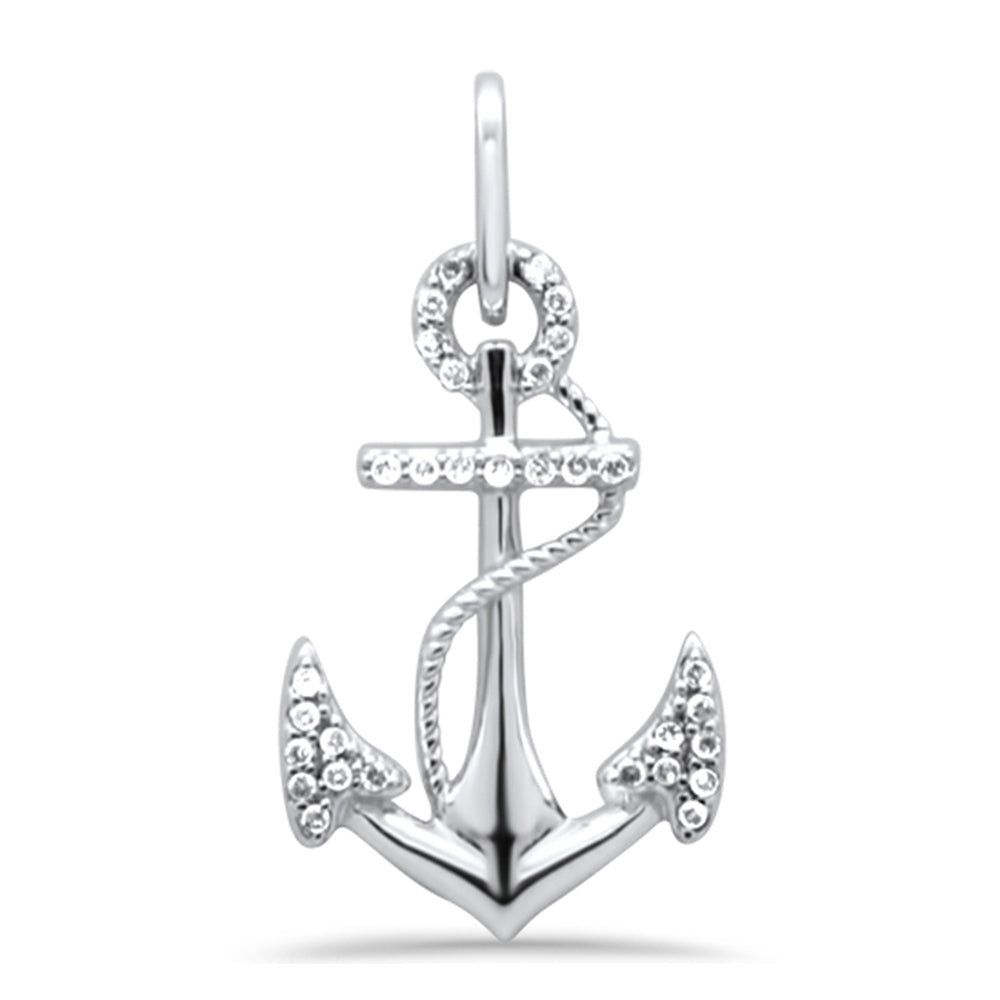 ''SPECIAL! .16ct G SI 14K White Gold Diamond Anchor PENDANT Necklace No Chain''