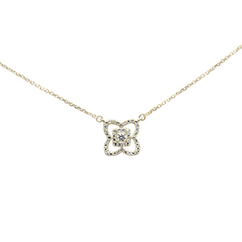 ''SPECIAL! .26ct G SI 14K Yellow Gold DIAMOND Flower Pendant Necklace 16+2''''Ext Chain''