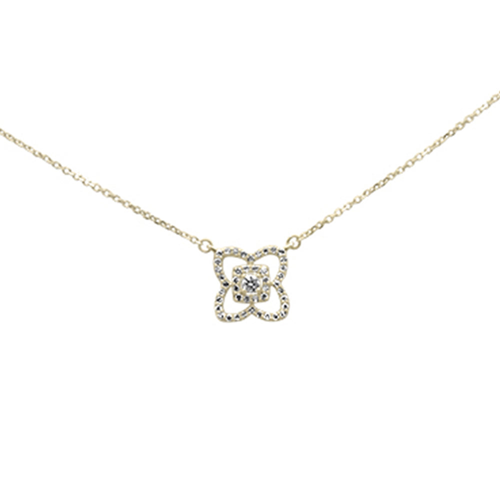 ''SPECIAL! .26ct G SI 14K Yellow GOLD Diamond Flower Pendant Necklace 16+2''''Ext Chain''