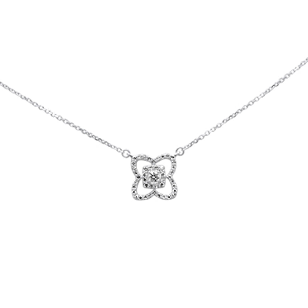 ''SPECIAL! .26ct G SI 14K White Gold Diamond FLOWER Pendant Necklace 16+2''''Ext Chain''