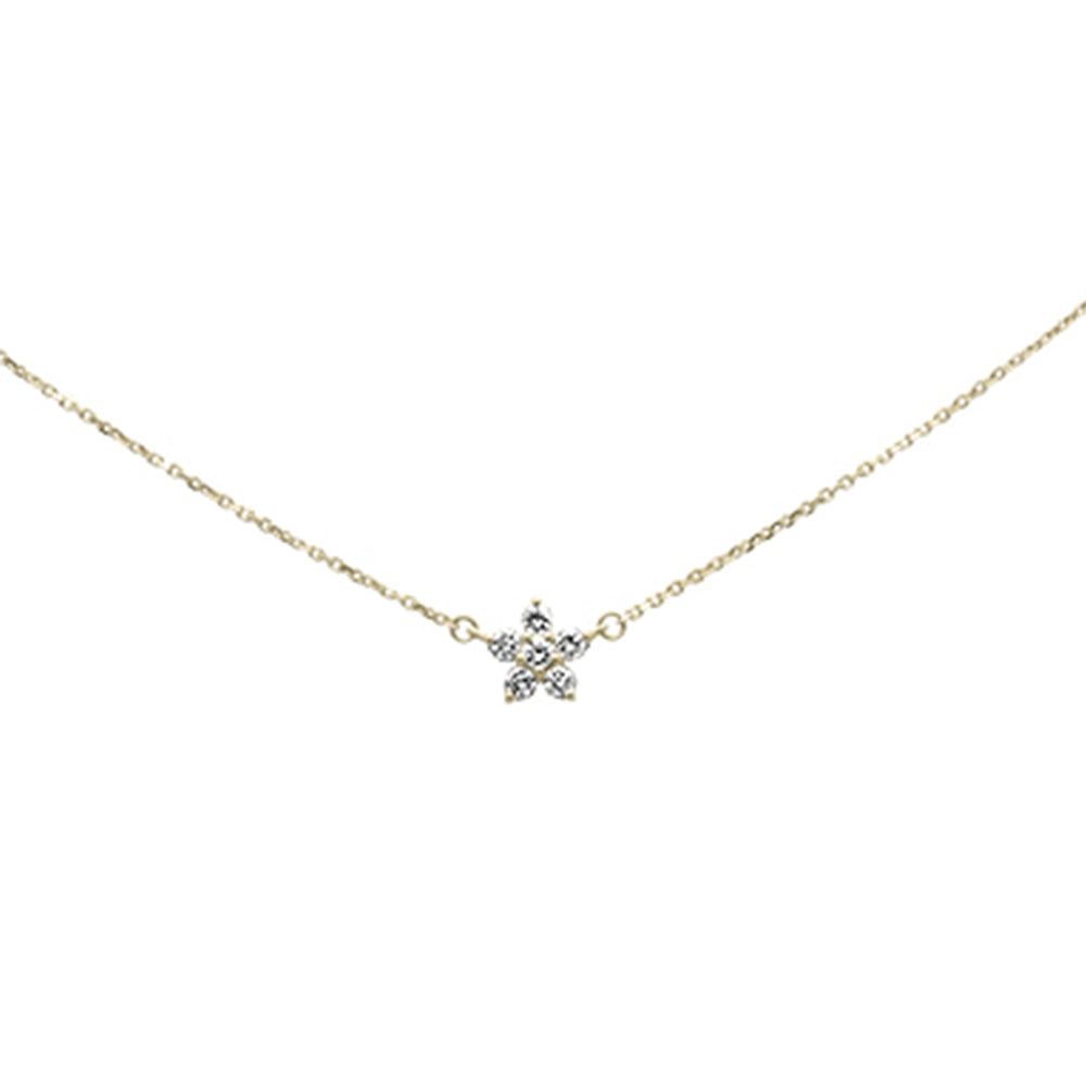 ''SPECIAL!.28ct G SI 14K Yellow Gold Diamond Flower Pendant NECKLACE 16+2''''Ext Chain''