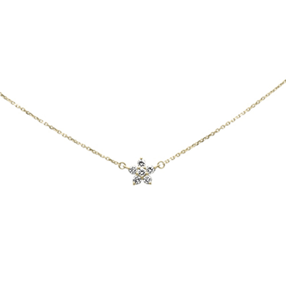 ''SPECIAL!.28ct G SI 14K Yellow Gold Diamond FLOWER Pendant Necklace 16+2''''Ext Chain''