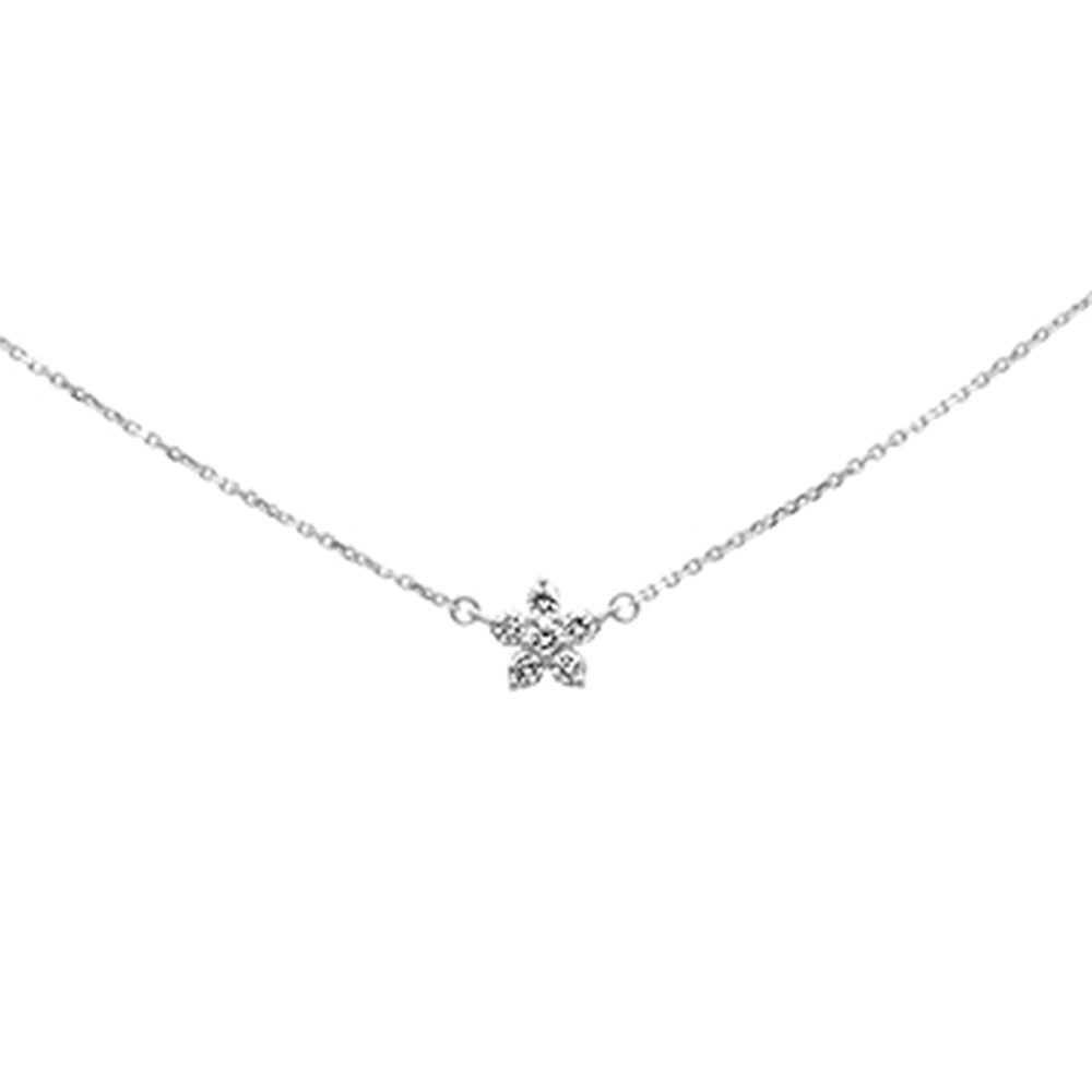 ''SPECIAL! .27ct G SI 14K White Gold Diamond FLOWER Pendant Necklace 16+2''''Ext Chain''